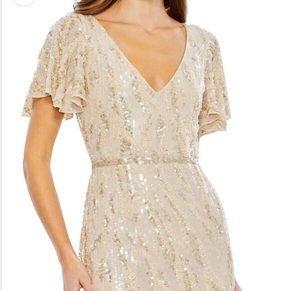 Mac Duggal Plunging Neck Midi Dress size 4 NWT $498 - Picture 3 of 6